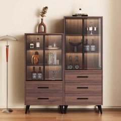 Tủ Rượu Cánh Kính Khung Sắt Có Ngăn Kéo Phong Cách Hiện Đại 80x40x180cm Yapi-TK010