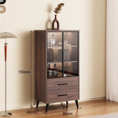 Tủ Rượu Cánh Kính Khung Sắt Có Ngăn Kéo Phong Cách Hiện Đại 80x40x180cm Yapi-TK010