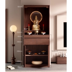 Tủ Thờ Hiện Đại Có Đèn LED Vân Gỗ Nổi Sang Trọng 80x40x190cm Yapi-1209