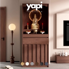 Tủ Thờ Hiện Đại Có Đèn LED Vân Gỗ Nổi Sang Trọng 80x40x190cm Yapi-1209