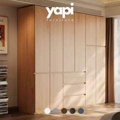 Tủ Quần Áo Cánh Mở Hiện Đại Nhiều Ngăn Tối Giản Cho Phòng Ngủ 240x60x240cm Yapi-261