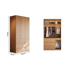 Tủ Quần Áo Cánh Mở Hiện Đại Nhiều Ngăn Tối Giản Cho Phòng Ngủ 240x60x240cm Yapi-261