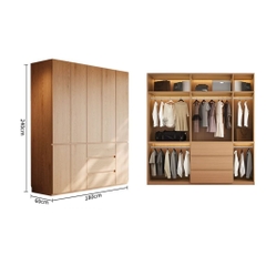 Tủ Quần Áo Cánh Mở Hiện Đại Nhiều Ngăn Tối Giản Cho Phòng Ngủ 240x60x240cm Yapi-261