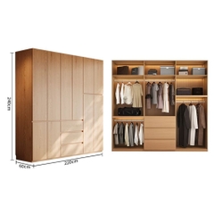 Tủ Quần Áo Cánh Mở Hiện Đại Nhiều Ngăn Tối Giản Cho Phòng Ngủ 240x60x240cm Yapi-261