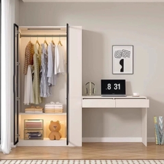 Tủ Quần Áo Cánh Kính Sóng  Kết Hợp Bàn Làm Việc Hiện Đại 200x52x185cm Yapi-259