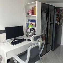 Tủ Quần Áo Cánh Kính Sóng  Kết Hợp Bàn Làm Việc Hiện Đại 200x52x185cm Yapi-259