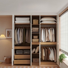Tủ Quần Áo Cánh Hiện Đại Nhiều Ngăn Treo Kệ Gấp Cho Phòng Ngủ 200x60x240cm Yapi-263