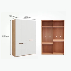 Tủ Quần Áo Cánh Hiện Đại Nhiều Ngăn Treo Kệ Gấp Cho Phòng Ngủ 200x60x240cm Yapi-263