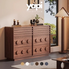 Tủ Trang Trí Ngăn Kéo Gỗ Hiện Đại 6 Ngăn Lưu Trữ Tay Nắm Tròn Nổi 160x40x80cm Yapi-126