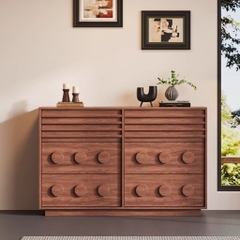 Tủ Trang Trí Ngăn Kéo Gỗ Hiện Đại 6 Ngăn Lưu Trữ Tay Nắm Tròn Nổi 160x40x80cm Yapi-126