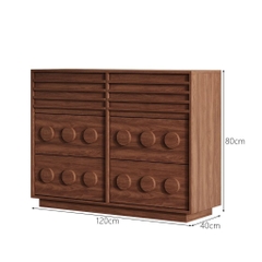 Tủ Trang Trí Ngăn Kéo Gỗ Hiện Đại 6 Ngăn Lưu Trữ Tay Nắm Tròn Nổi 160x40x80cm Yapi-126