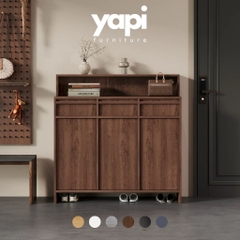 Tủ Giày Gỗ Hiện Đại Nhiều Ngăn Và Kệ Trang Trí Vân Gỗ Nổi 160x38x140cm Yapi-333