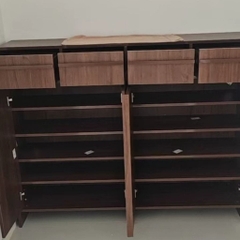 Tủ Giày Gỗ Hiện Đại Nhiều Ngăn Và Kệ Trang Trí Vân Gỗ Nổi 160x38x140cm Yapi-333