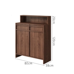 Tủ Giày Gỗ Hiện Đại Nhiều Ngăn Và Kệ Trang Trí Vân Gỗ Nổi 160x38x140cm Yapi-333