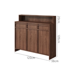 Tủ Giày Gỗ Hiện Đại Nhiều Ngăn Và Kệ Trang Trí Vân Gỗ Nổi 160x38x140cm Yapi-333