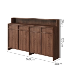 Tủ Giày Gỗ Hiện Đại Nhiều Ngăn Và Kệ Trang Trí Vân Gỗ Nổi 160x38x140cm Yapi-333