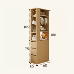 Kệ Sách Góc Tường Có Ngăn Kéo Tiết Kiệm Không Gian 30x60x180cm Yapi-674