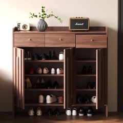 Tủ Giày Gỗ Hiện Đại Kèm Ngăn Kéo Vân Gỗ Nổi Hiện Đại 140x38x110cm Yapi-338