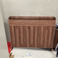 Tủ Giày Gỗ Hiện Đại Kèm Ngăn Kéo Vân Gỗ Nổi Hiện Đại 140x38x110cm Yapi-338