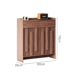 Tủ Giày Gỗ Hiện Đại Kèm Ngăn Kéo Vân Gỗ Nổi Hiện Đại 140x38x110cm Yapi-338