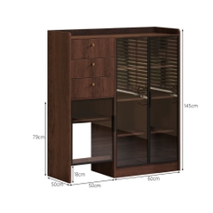 Tủ Để Robot Lau Nhà - Tủ Trang Trí Kết Hợp Cánh Kính Có Ngăn Kéo Đa Năng 120x50x145cm Yapi-125