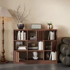 Kệ Sách Trang Trí Gỗ MDF Nhiều Ngăn Vân Gỗ Nổi 120x35x110cm Yapi-672