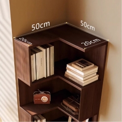 Kệ Sách Góc Chữ L Gỗ MDF Hiện Đại Cho Phòng Khách Phòng Ngủ 60x60x200cm Yapi-670