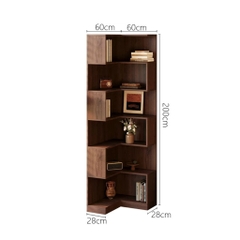 Kệ Sách Góc Chữ L Gỗ MDF Hiện Đại Cho Phòng Khách Phòng Ngủ 60x60x200cm Yapi-670