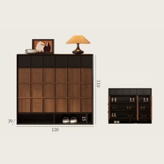 Tủ Giày Dép Gỗ Vân Gỗ Nổi Hiện Đại Nhiều Ngăn 160x39x110cm Yapi-336