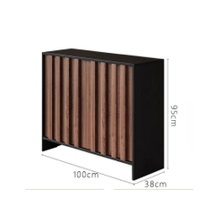 Tủ Giày Dép Gỗ Hiện Đại Cánh Vân Gỗ Dọc 150x38x95cm Yapi-332