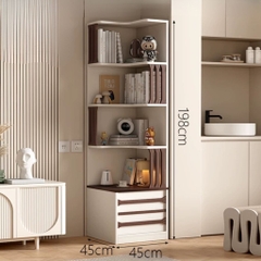 Kệ Sách Chữ L Nhiều Tầng Hiện Đại Kèm Ngăn Kéo 45x45x198cm Yapi-671