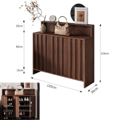 Tủ Giày Dép Cánh Vân Gỗ Dọc Hiện Đại 200x38x95cm Yapi-335