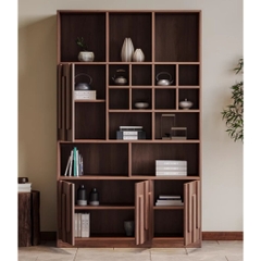 Kệ Sách Gỗ MDF Vân Gỗ Nổi Nhiều Ngăn, Trang Trí Phòng Khách 160x35x200cm Yapi-128