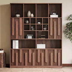 Kệ Sách Gỗ MDF Vân Gỗ Nổi Nhiều Ngăn, Trang Trí Phòng Khách 160x35x200cm Yapi-128