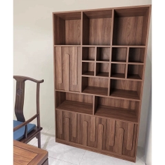 Kệ Sách Gỗ MDF Vân Gỗ Nổi Nhiều Ngăn, Trang Trí Phòng Khách 160x35x200cm Yapi-128