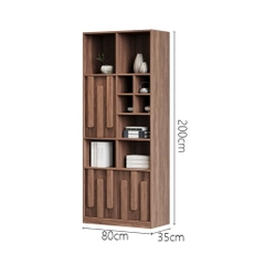 Kệ Sách Gỗ MDF Vân Gỗ Nổi Nhiều Ngăn, Trang Trí Phòng Khách 160x35x200cm Yapi-128