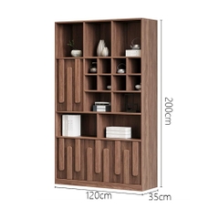 Kệ Sách Gỗ MDF Vân Gỗ Nổi Nhiều Ngăn, Trang Trí Phòng Khách 160x35x200cm Yapi-128