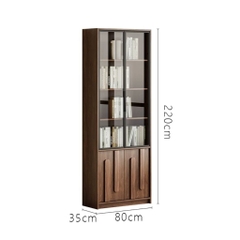 Kệ Sách Vân Gỗ Nổi Kết Hợp Cánh Kính Cường Lực Hiện Đại 280x35x220cm Yapi-TK016