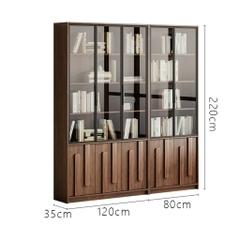 Kệ Sách Vân Gỗ Nổi Kết Hợp Cánh Kính Cường Lực Hiện Đại 280x35x220cm Yapi-TK016