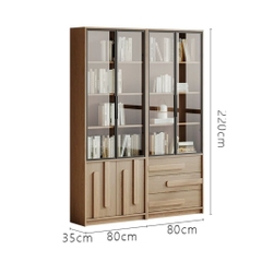 Kệ Sách Vân Gỗ Nổi Kết Hợp Cánh Kính Cường Lực Hiện Đại 280x35x220cm Yapi-TK016