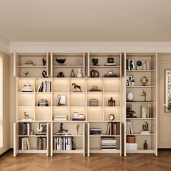 Kệ Sách Thanh Gỗ Dọc Kèm Đèn LED Nhiều Ngăn Hiện Đại 320x35x230cm Yapi-675