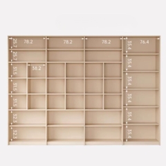 Kệ Sách Thanh Gỗ Dọc Kèm Đèn LED Nhiều Ngăn Hiện Đại 320x35x230cm Yapi-675