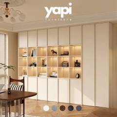 Kệ Sách Thanh Gỗ Dọc Kèm Đèn LED Nhiều Ngăn Hiện Đại 320x35x230cm Yapi-675