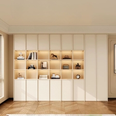 Kệ Sách Thanh Gỗ Dọc Kèm Đèn LED Nhiều Ngăn Hiện Đại 320x35x230cm Yapi-675