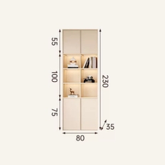 Kệ Sách Thanh Gỗ Dọc Kèm Đèn LED Nhiều Ngăn Hiện Đại 320x35x230cm Yapi-675