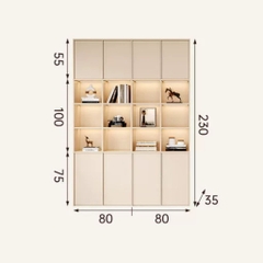 Kệ Sách Thanh Gỗ Dọc Kèm Đèn LED Nhiều Ngăn Hiện Đại 320x35x230cm Yapi-675