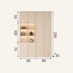 Kệ Sách Thanh Gỗ Dọc Kèm Đèn LED Nhiều Ngăn Hiện Đại 320x35x230cm Yapi-675