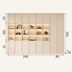 Kệ Sách Thanh Gỗ Dọc Kèm Đèn LED Nhiều Ngăn Hiện Đại 320x35x230cm Yapi-675