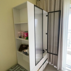 Tủ Quần Áo Cánh Kính Sóng Hiện Đại Tích Hợp Kệ Sách Và Ngăn Kéo 100x50x200cm Yapi-264