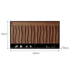 Tủ Giày Kết Hợp Giá Treo Đa Năng Vân Gỗ Sóng Hiện Đại 160x40x200cm Yapi-337